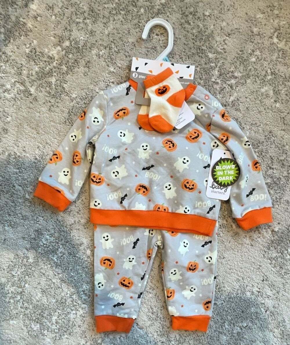 BNWT 6M Buy Baby Baby Halloween Glow in the Dark 3-Piece Top, Pants and Socks Se